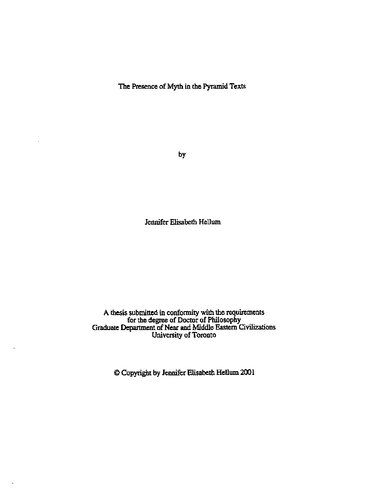 The Presence of Myth in the Pyramid Texts