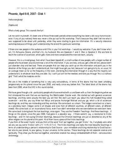 The Krystar Awakening Transcript