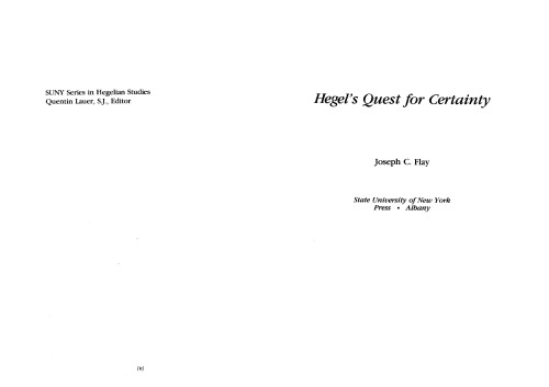 Hegel’s Quest for Certainty