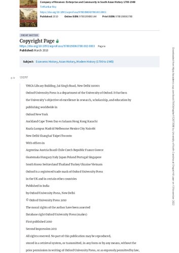 Company of kinsmen : enterprise and community in south Asian history, 1700-1940