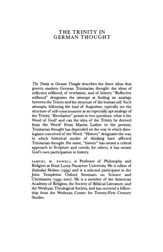 The Trinity in German Thought