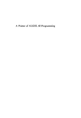 A Primer of Algol 60 Programming