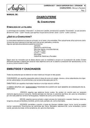 Charcuterie Manual y Recetario