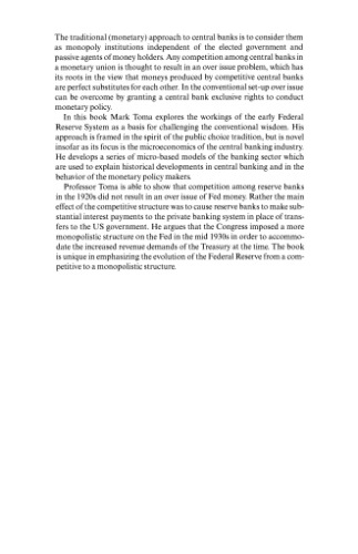Competition and Monopoly in the Federal Reserve System, 1914-1951: A Microeconomic Approach to Monetary History (Studies in Macroeconomic History)