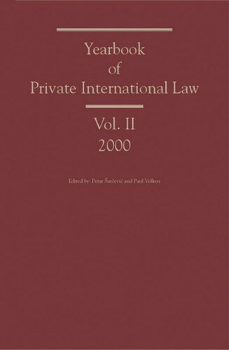 Yearbook of Private International Law: Volume II 2000