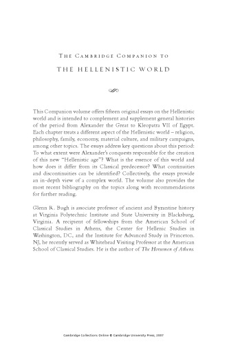 The Cambridge Companion to the Hellenistic World
