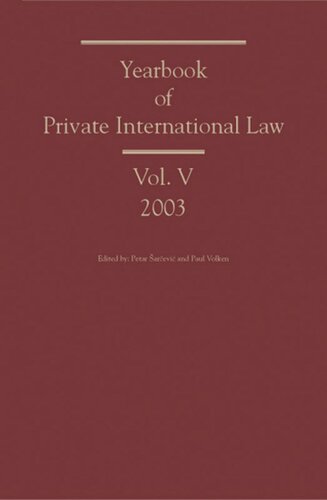 Yearbook of Private International Law: Volume V 2003