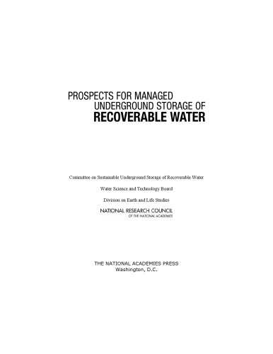 Prospects for Managed Underground Storage of Recoverable Water