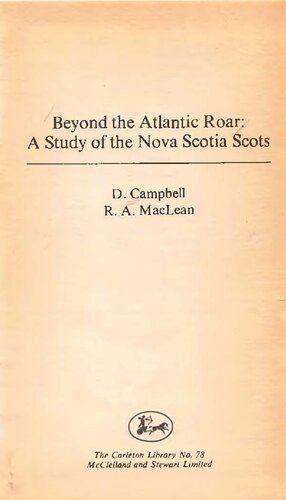 Beyond the Atlantic Roar: A Study of the Nova Scotia Scots