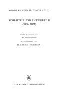 Schriften und Entwürfe II (1826-1831)