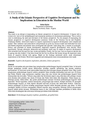A Study of the Islamic Perspective of Cognitive Development and Its Implications in Education in the Muslim World