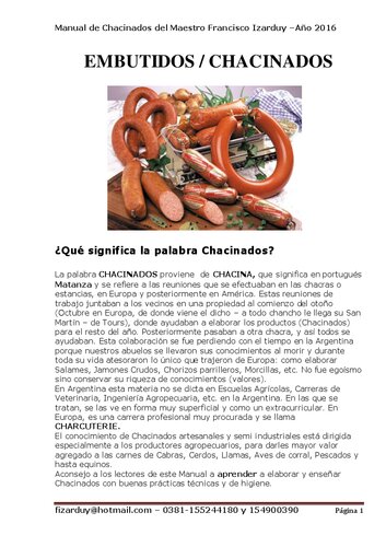 Manual de Chacinados del Maestro Francisco Izarduy. EMBUTIDOS / CHACINADOS
