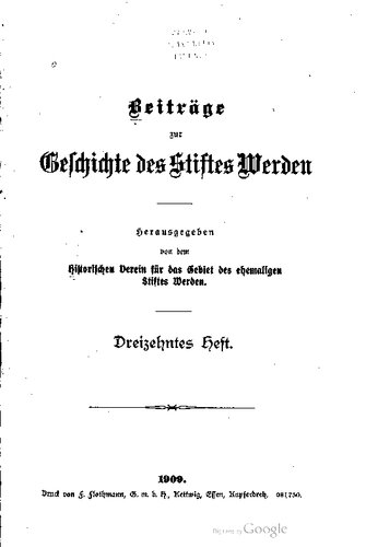 Beiträge zur Geschichte des Stiftes Werden