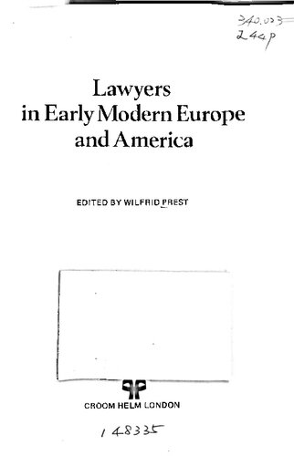 Lawyers in Early Modern Europe and America