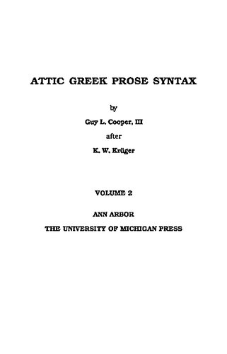Attic Greek Prose Syntax