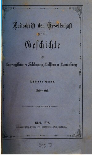 Zeitschrift der Gesellschaft für die Geschichte der Herzogthümer Schleswig, Holstein und Lauenburg