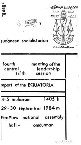Fourth Meeting of the Central Leadership, Fifth Session: Report of the Equatoria