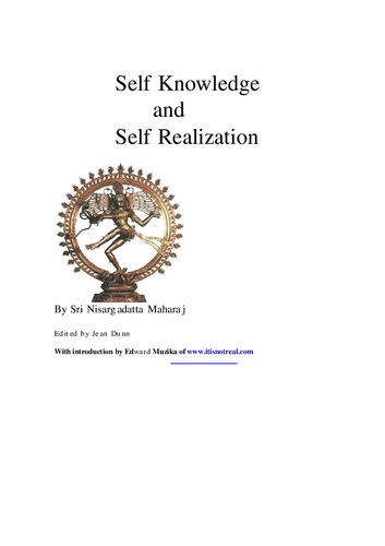 Self knowledge and self realization - Teaching of Sri Nisargadatta Maharaj