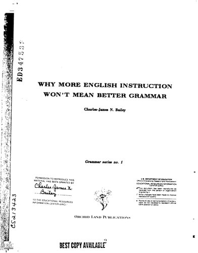 Why More English Instruction Won't Mean Better Grammar