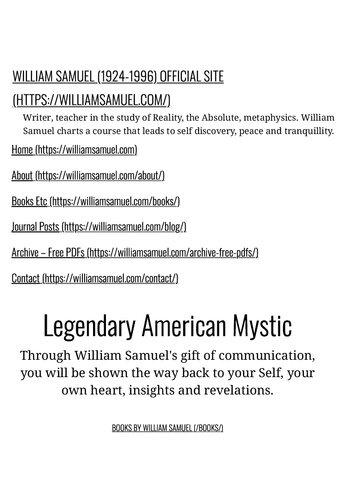 Awareness writings by William Samuel (1924-1996), American mystic, author of A Guide To Awareness And Tranquillity