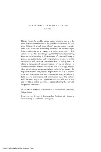 The Cambridge Economic History of China: Volume II 1800 to the Present