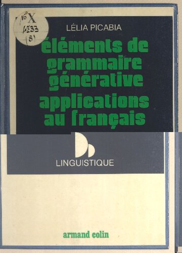 Éléments de grammaire générative, applications au français
