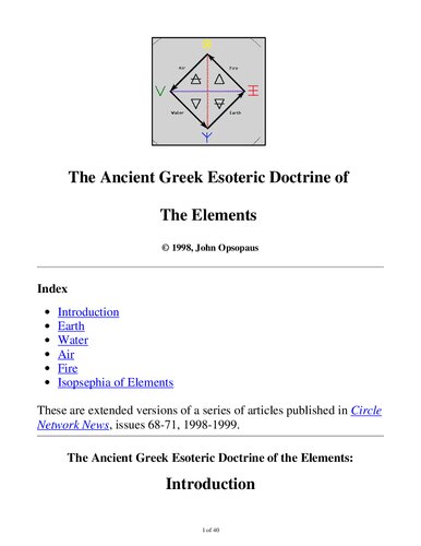 The Ancient Greek Esoteric Doctrine of The Elements