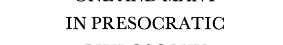 One and Many in Presocratic Philosophy