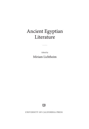 Ancient Egyptian Literature