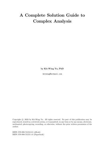 A Complete Solution Guide to Complex Analysis