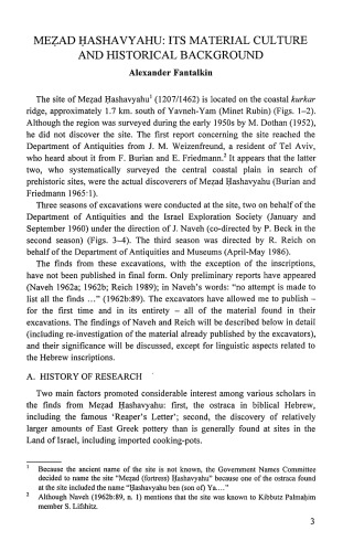 Mezad Hashavyahu: Its Material Culture and Historical Background