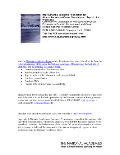 Improving the Scientific Foundation for Atmosphere-land-ocean Simulations: Report of a Workshop