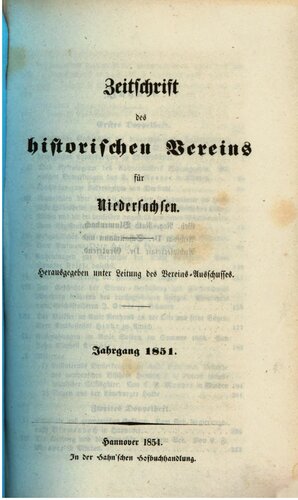 Zeitschrift des Historischen Vereins für Niedersachsen