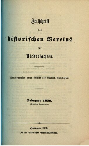 Zeitschrift des Historischen Vereins für Niedersachsen