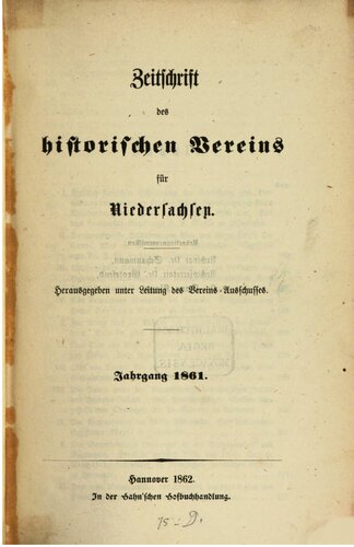 Zeitschrift des Historischen Vereins für Niedersachsen