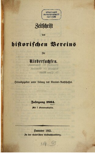 Zeitschrift des Historischen Vereins für Niedersachsen
