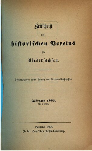 Zeitschrift des Historischen Vereins für Niedersachsen