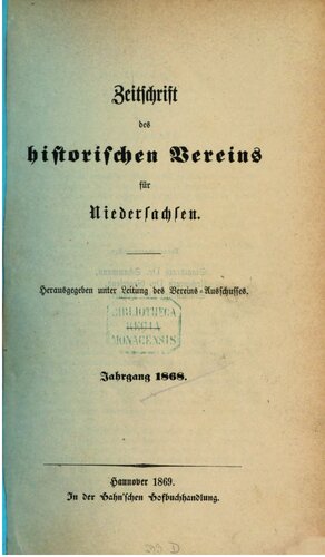 Zeitschrift des Historischen Vereins für Niedersachsen