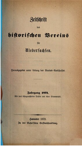Zeitschrift des Historischen Vereins für Niedersachsen