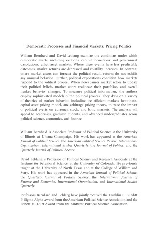 Democratic Processes and Financial Markets: Pricing Politics