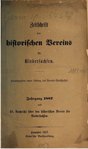 Zeitschrift des Historischen Vereins für Niedersachsen