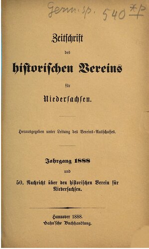 Zeitschrift des Historischen Vereins für Niedersachsen