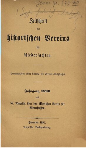 Zeitschrift des Historischen Vereins für Niedersachsen