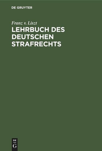 Lehrbuch des Deutschen Strafrechts