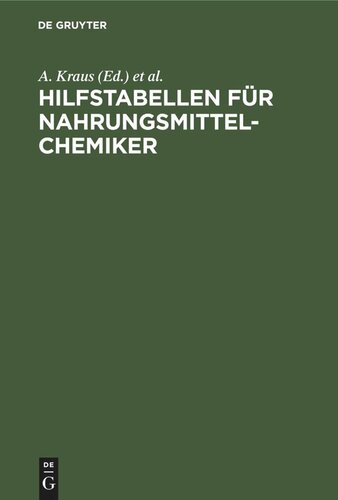 Hilfstabellen für Nahrungsmittel-Chemiker