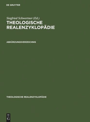 Theologische Realenzyklopädie: Abkürzungsverzeichnis
