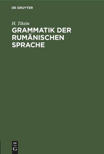 Grammatik der rumänischen Sprache
