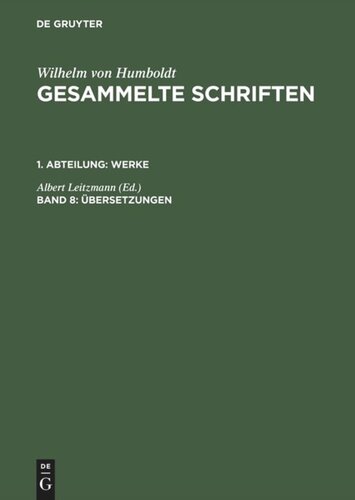 Gesammelte Schriften: Band 8 Übersetzungen