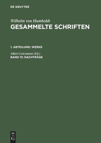 Gesammelte Schriften: Band 13 Nachträge