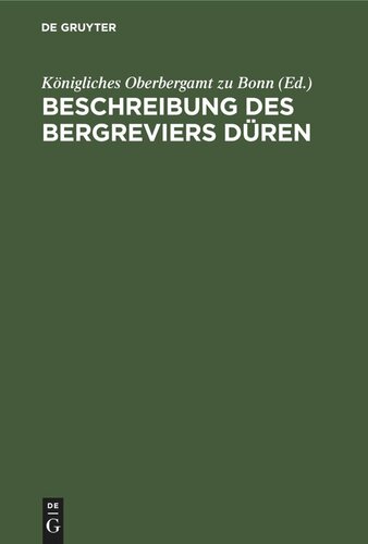 Beschreibung des Bergreviers Düren